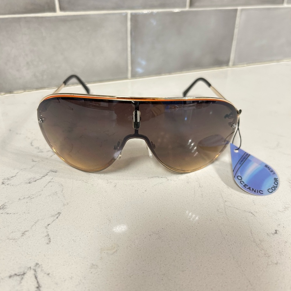 NWT Oceanic Women's Brown, orange and gold Aviator Sunglasses